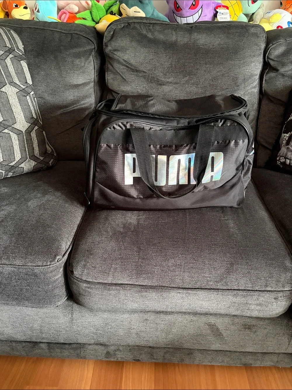 Puma Black Duffel Bag with Holographic Logo